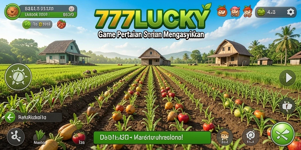 Tampilan gameplay menarik dalam 777LUCKY dengan ladang yang subur.