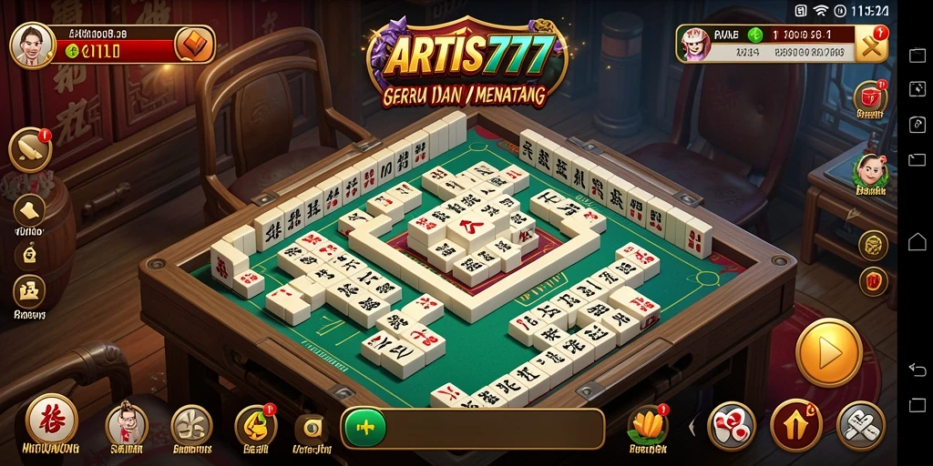 Tampilan gameplay seru dalam ARTIS777 dengan ubin Mahjong.