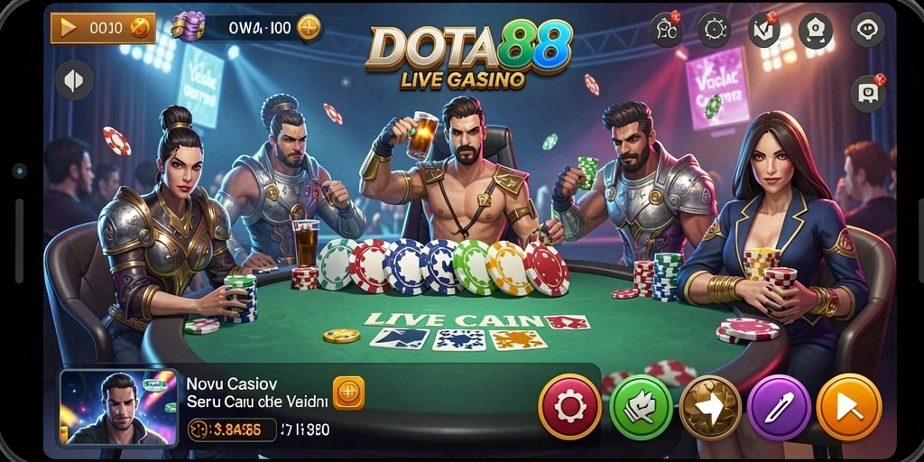 Tampilan permainan Live Casino DOTA88 yang mendebarkan.