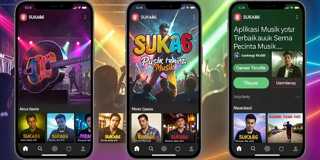 Tampilan gameplay SUKA86 dengan berbagai pilihan musik.