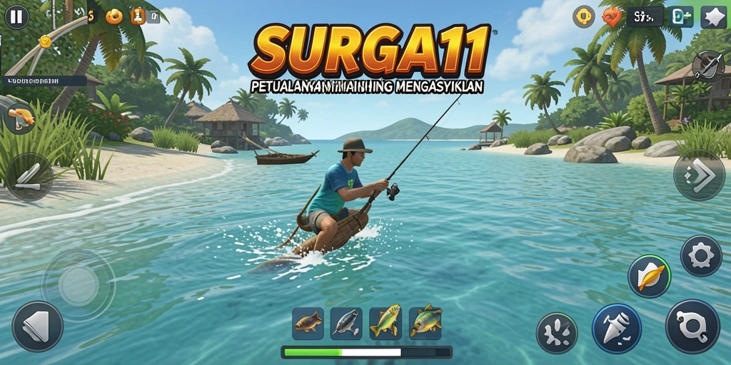 Gameplay SURGA11 menampilkan pengalaman memancing yang seru dan menantang.