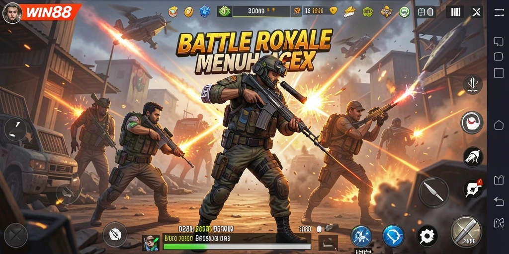 Tampilan gameplay seru dalam WIN88 di arena Battle Royale.